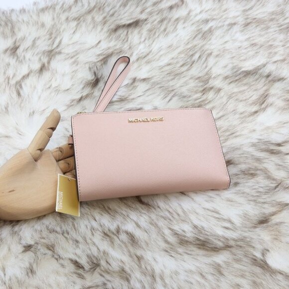 Michael Kors Jet Set Travel Double Zip Wristlet Phone Wallet - Picture 2 of 10